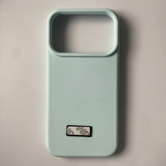 Pinkgul.no decorative light blue metal sticker with adhesive backing for mobile devices and smooth surfaces