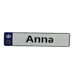 Pinkgul.no Anna decorative metal sticker with a raised crown emblem and smooth white finish for smooth surfaces