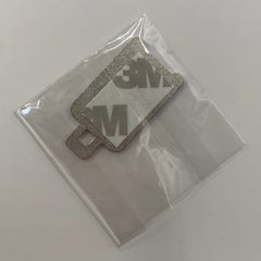 Pinkgul.no decorative metal sticker with adhesive backing in protective plastic packaging