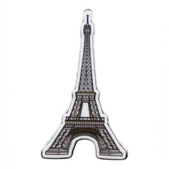 Pinkgul.no decorative metal sticker featuring a detailed, raised Eiffel Tower design for smooth surfaces.