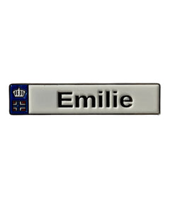 Pinkgul.no Emilie decorative metal sticker with a raised design and blue crown emblem for smooth surfaces