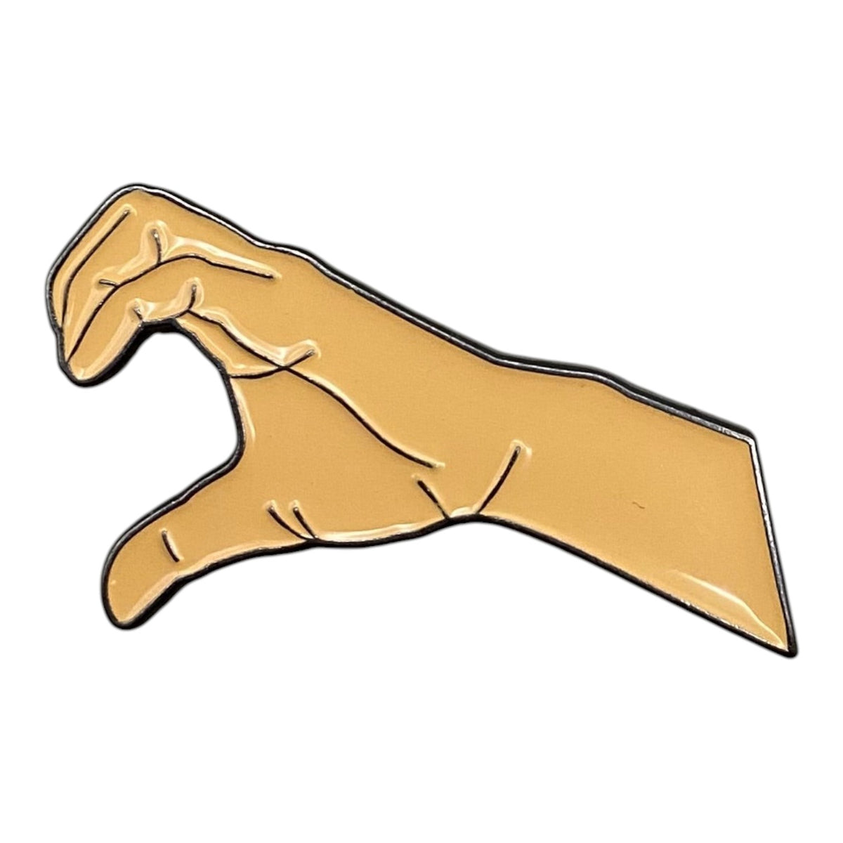 Pinkgul.no decorative metal sticker featuring a raised hand gesture design in a smooth gold finish