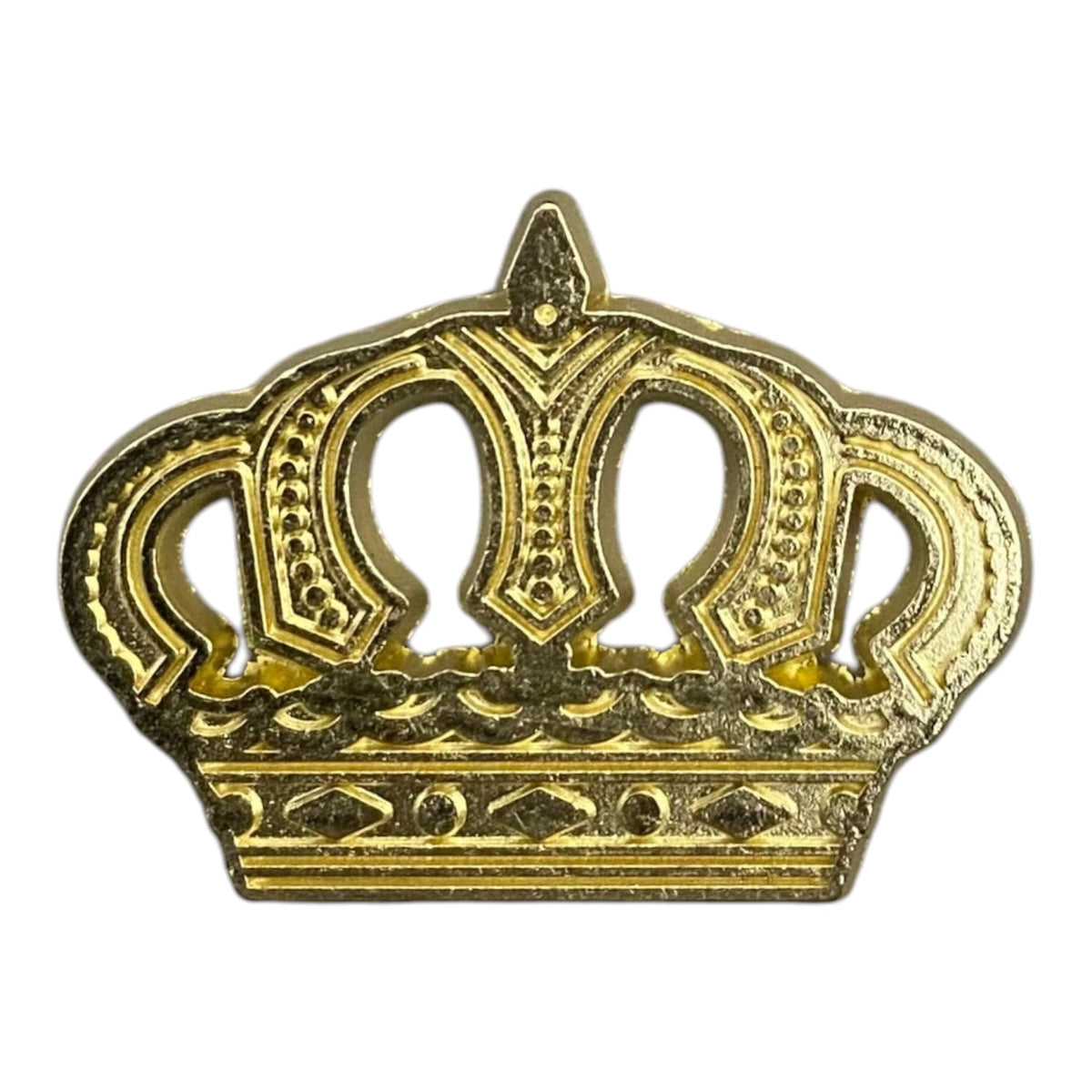 Pinkgul.no decorative gold metal crown sticker with a detailed raised design for smooth surfaces