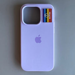 Pinkgul.no LGBT+ metal sticker with rainbow stripes and peace sign on a light purple iPhone case