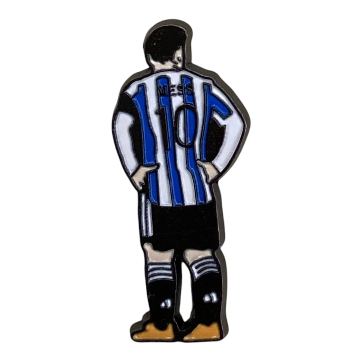 Pinkgul.no decorative metal sticker featuring a miniature Lionel Messi in an Argentina football kit