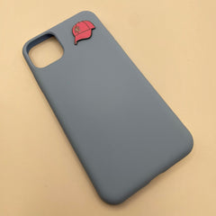 Pinkgul.no decorative pink baseball cap metal sticker attached to a smooth grey smartphone case
