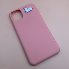 Pinkgul.no decorative metal lamb sticker applied to a smooth matte pink mobile phone case