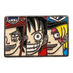 Pinkgul.no decorative metal sticker featuring One Piece anime character portraits with a raised, smooth finish.
