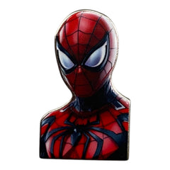 Pinkgul.no decorative metal sticker featuring a detailed Spider-Man bust design with a smooth, raised finish.