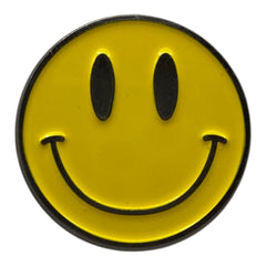 Pinkgul.no decorative yellow metal smiley face sticker with a smooth raised design for electronic devices